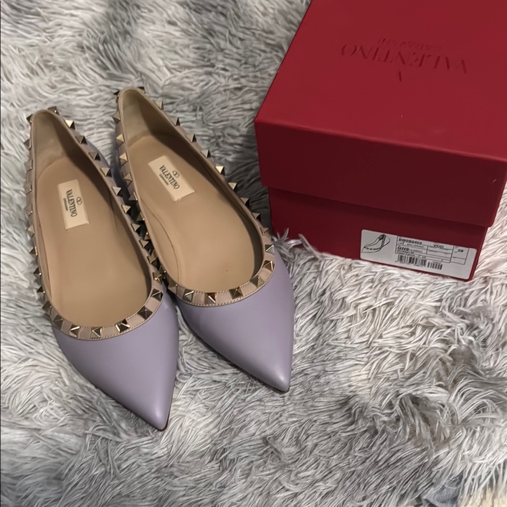 Valentino Lilac Studded Flats size 8 authentic - Picture 10 of 12